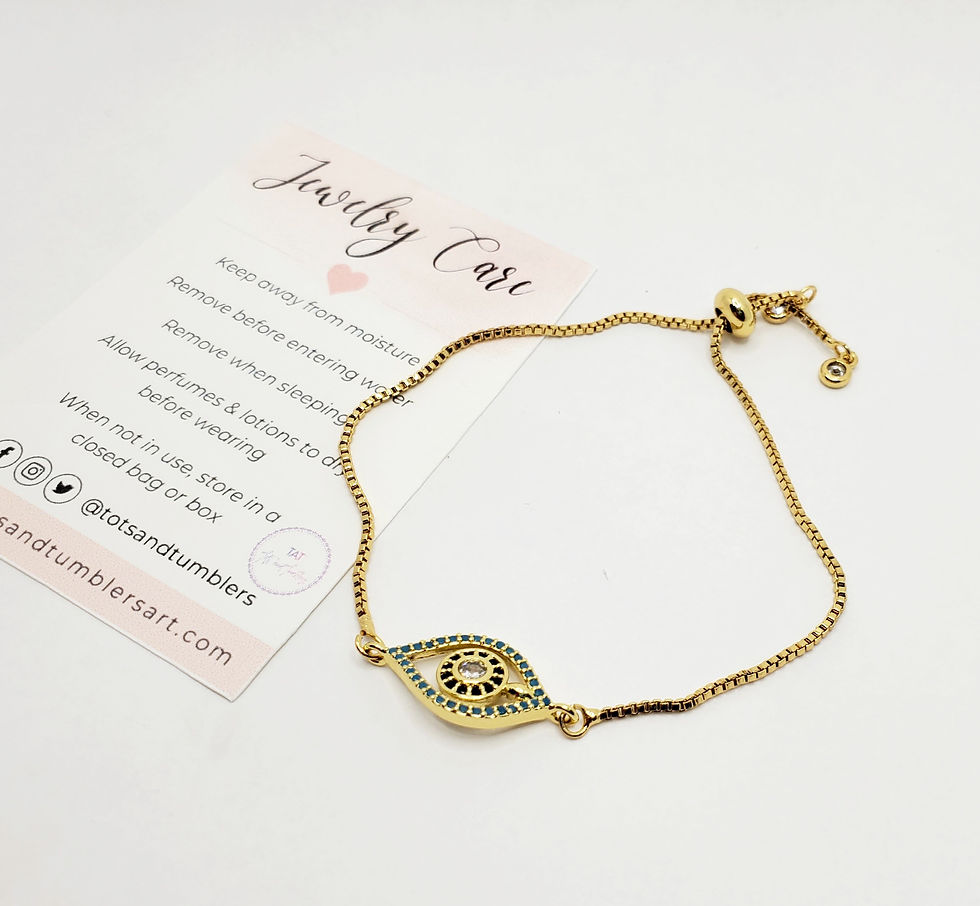 Hand Crafted Brass Evil Eye Adjustable Slider Bracelet