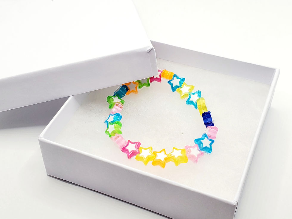 Hand Crafted Children's Multi-color Acrylic Star Stretch Bracelet