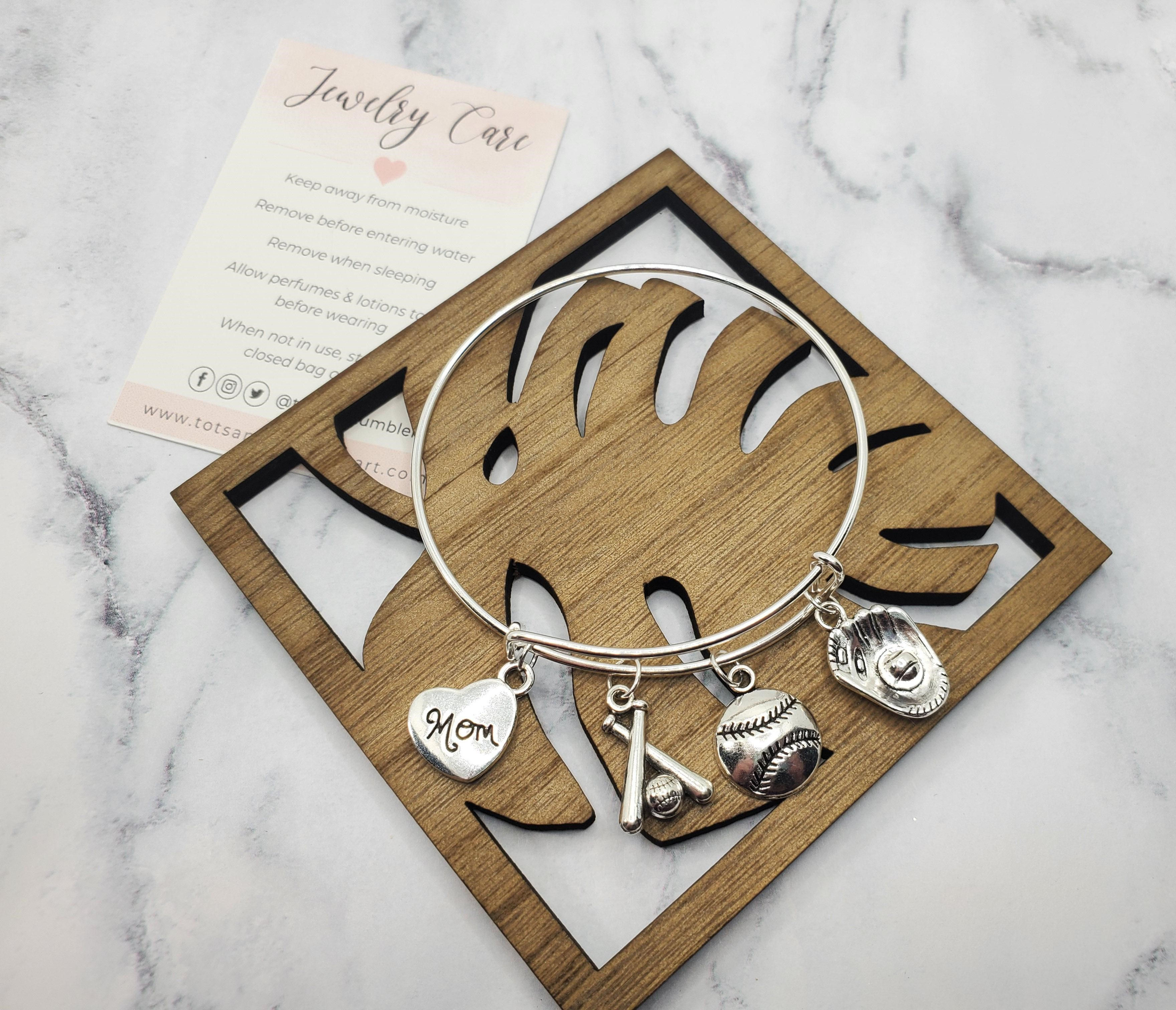 Baseball Mom Handmade Stainless Steel Expandable Charm Bracelet