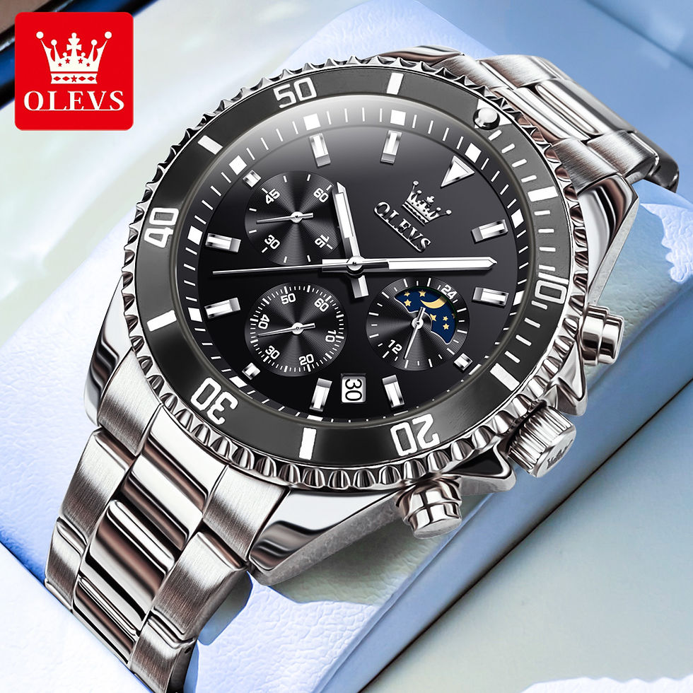 Miniatura: OLEVS 2870 Moon Phase Relógio Masculino Marca de Luxo Impermeável Aço Inoxidável