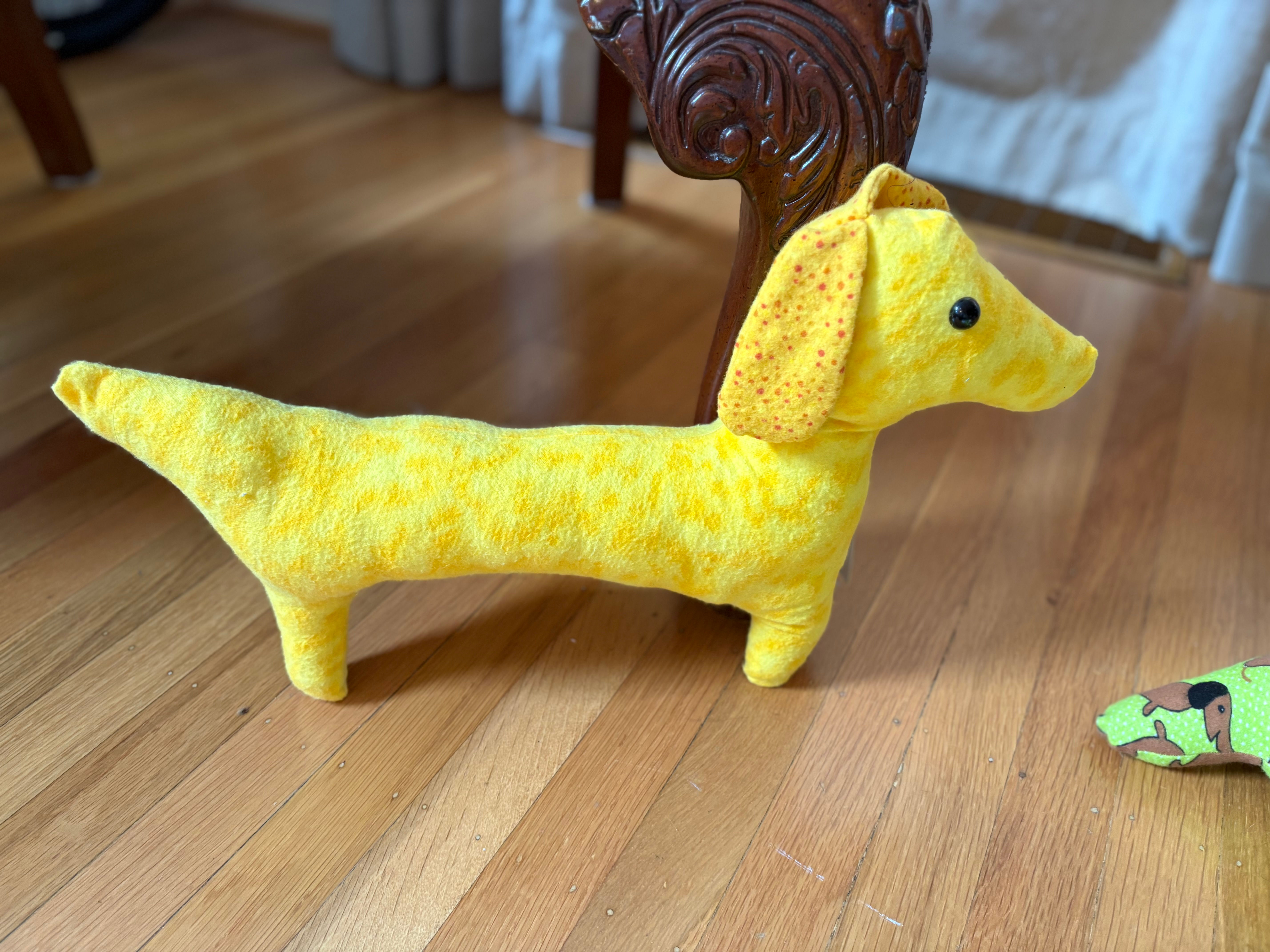 Handmade Stuffed Dachshund, Yellow