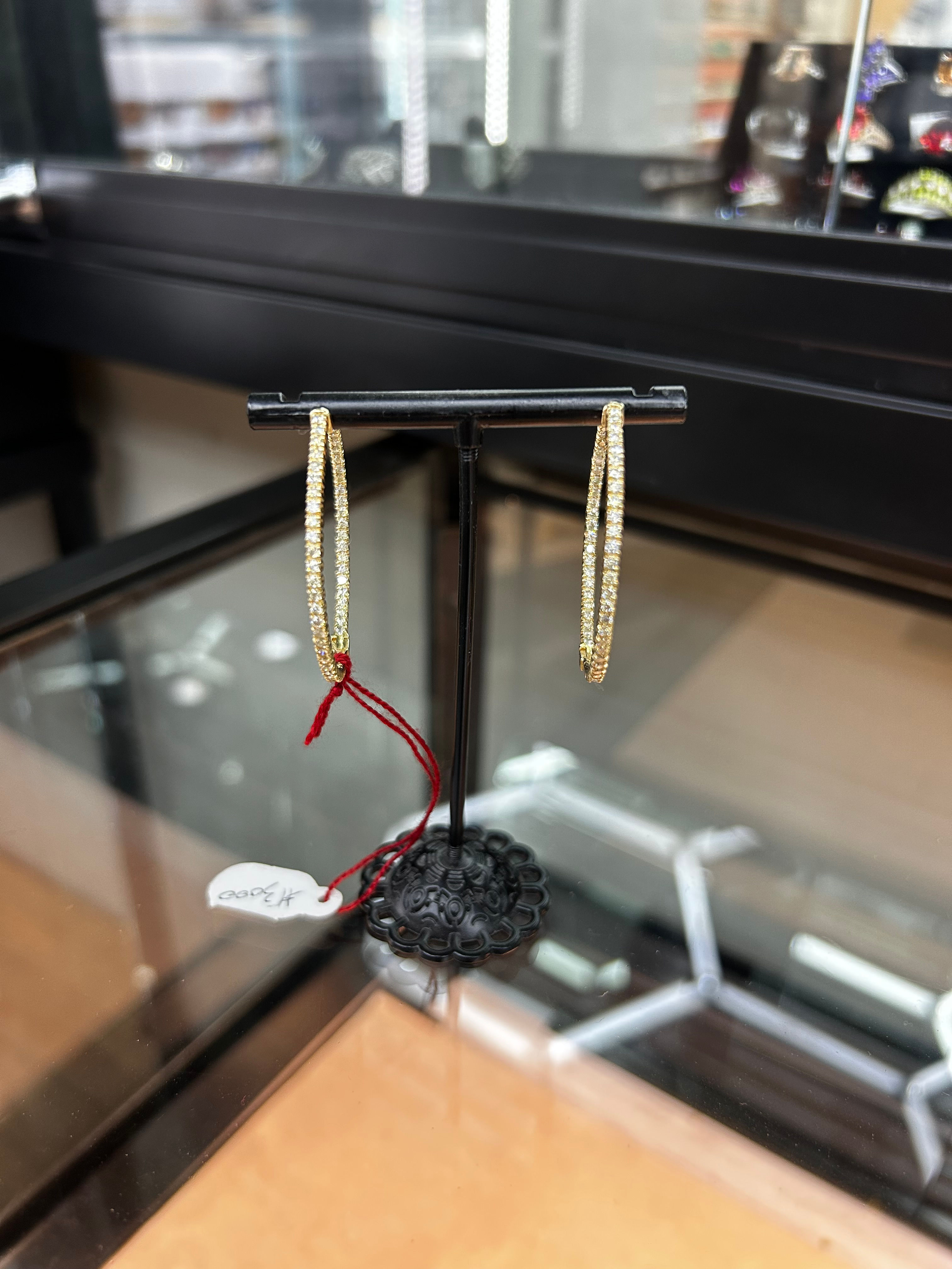 Large Gold and Diamond Hoop Earrings