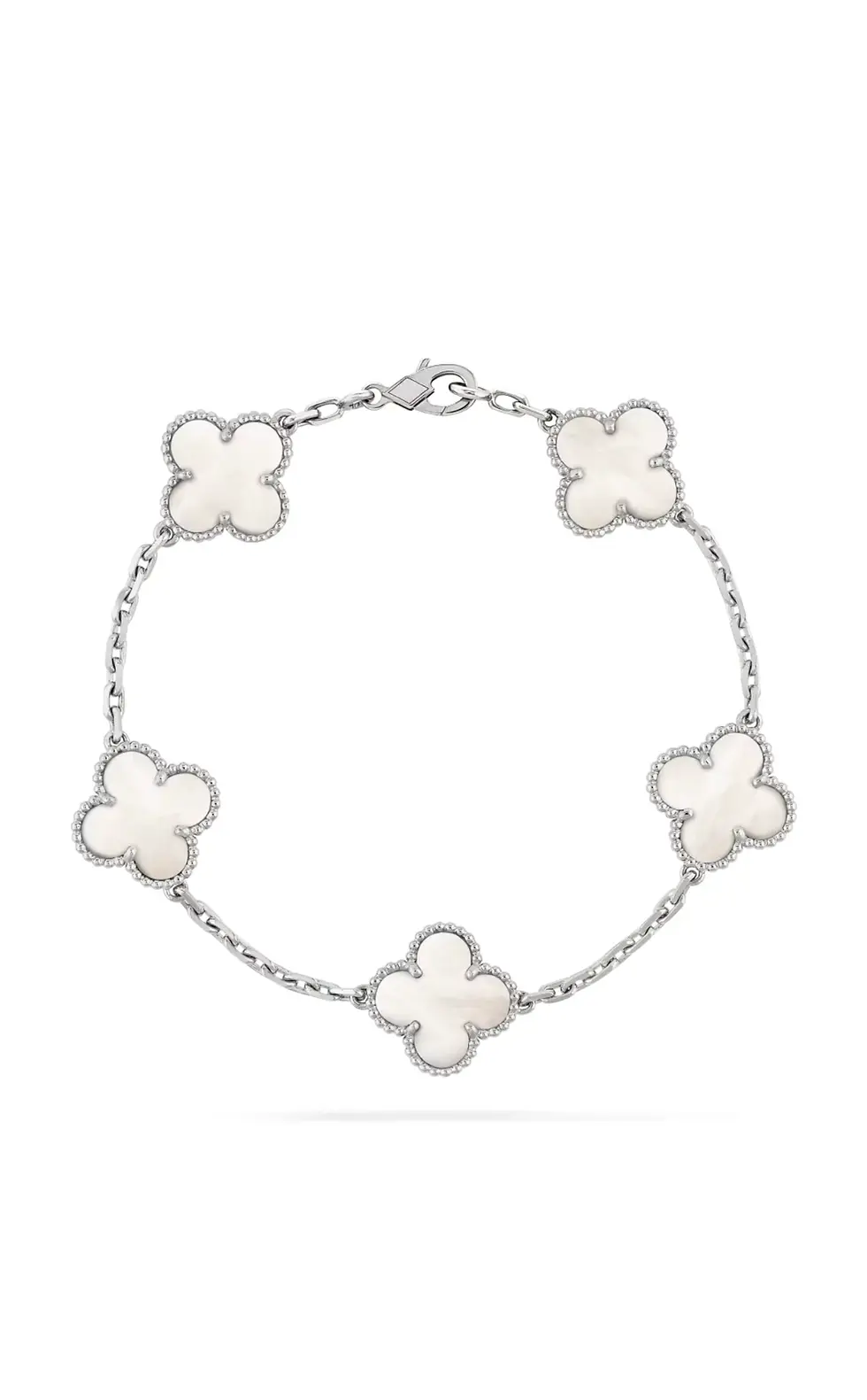 Mother of Pearl 5 Clover Bracelet - White Gold