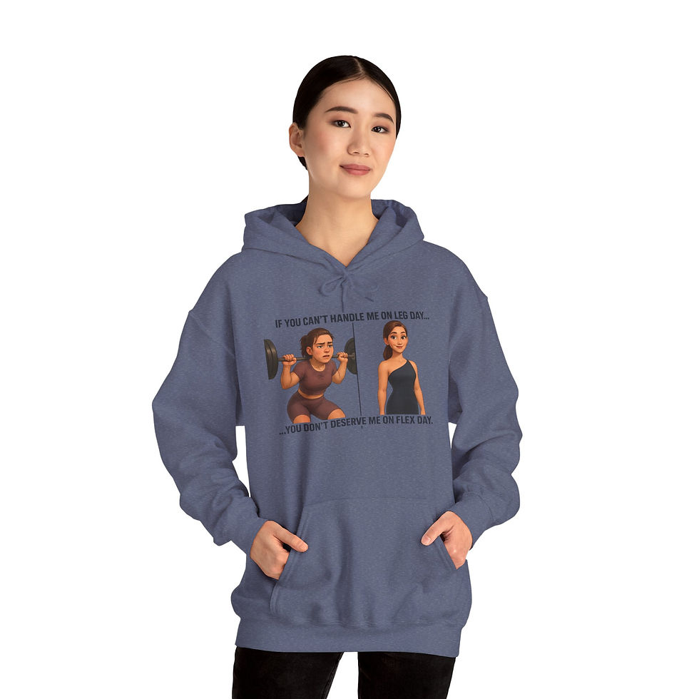 Thumbnail: Unisex Hoodie – If You Can’t Handle Me on Leg Day (Black Text)