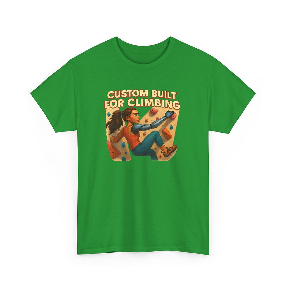 Thumbnail: Funny Climbing T-Shirt – Custom Built for Climbing (Female Character)