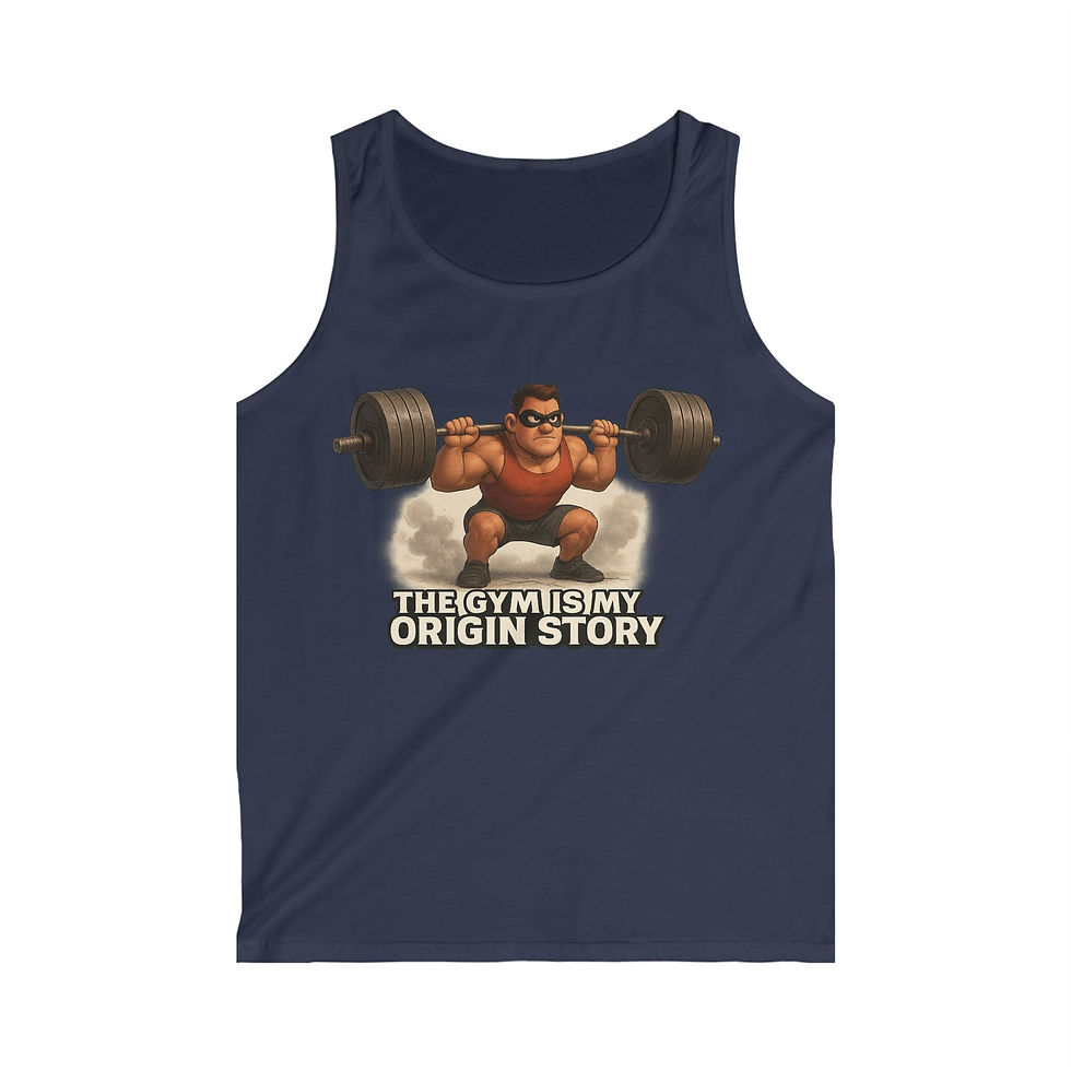 Thumbnail: Funny Gym Tank Top – The Gym Is My Origin Story (Male Character)
