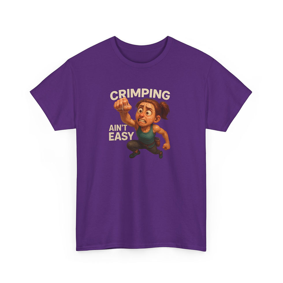 Thumbnail: Funny Climbing T-Shirt – Crimping Ain’t Easy (Female Character)