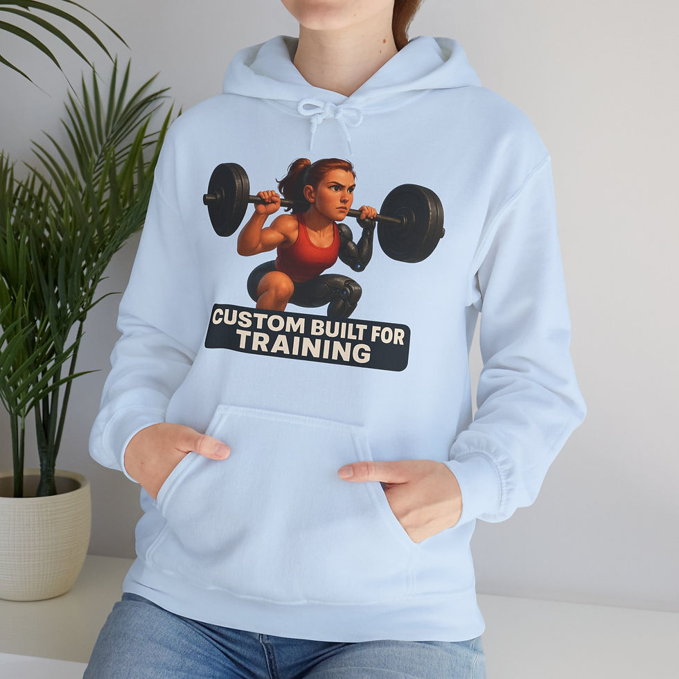 Thumbnail: Funny Gym Hoodie – Custom Built for Training (Female Cyborg)