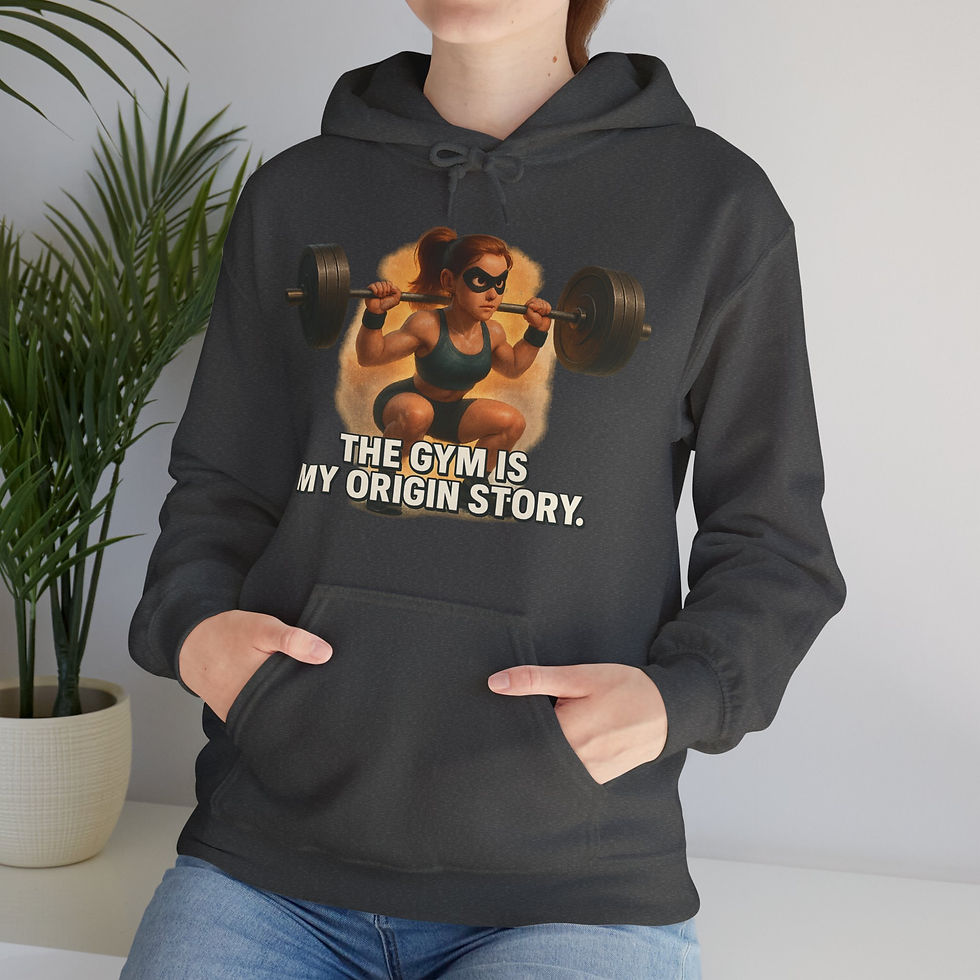 Thumbnail: The Gym Is My Origin Story Hoodie – Female Character Design