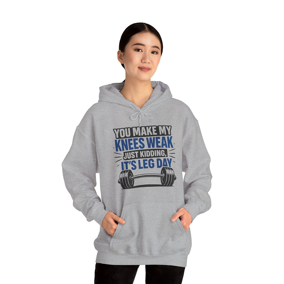 Thumbnail: You Make My Knees Weak Hoodie – Blue Text Design