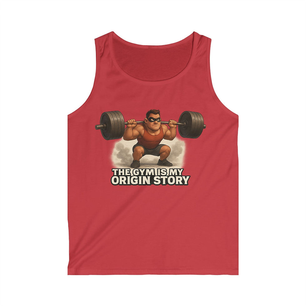 Thumbnail: Funny Gym Tank Top – The Gym Is My Origin Story (Male Character)