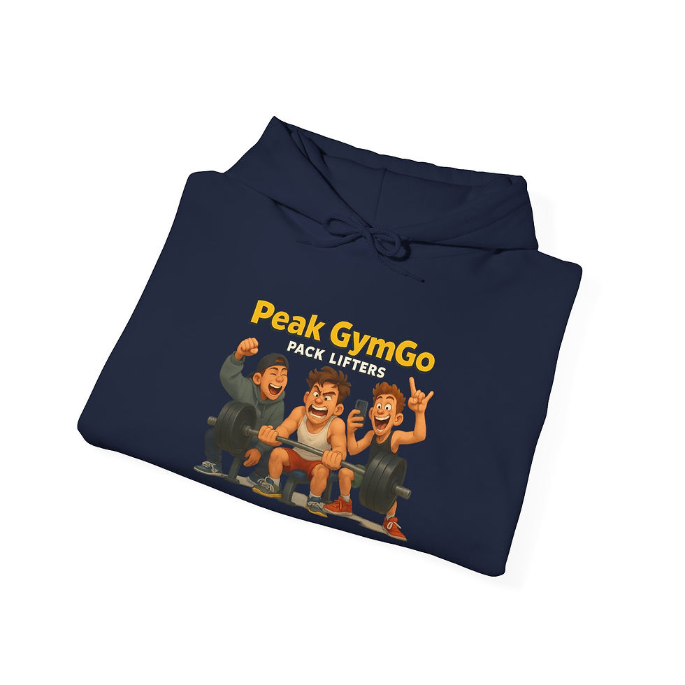 Thumbnail: Funny Gym Hoodie – Peak GymGo: Pack Lifters (Yellow Text)