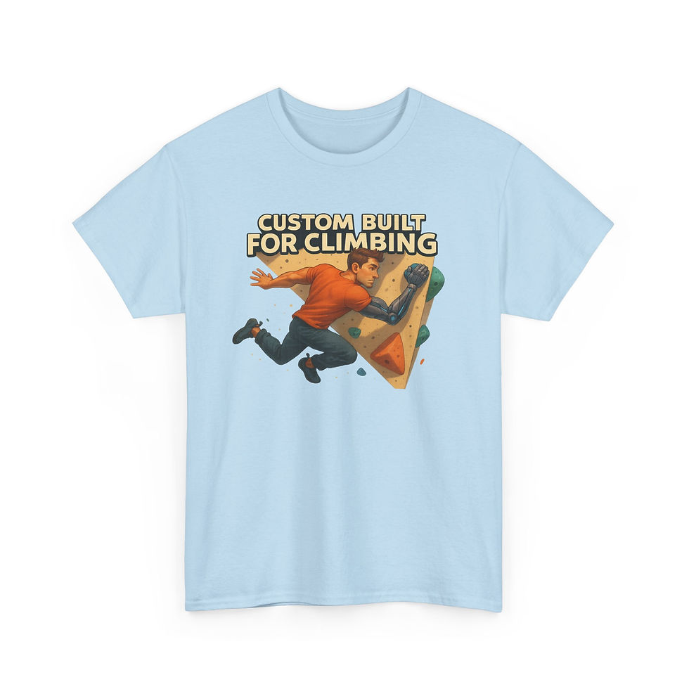 Thumbnail: Funny Climbing T-Shirt – Custom Built for Climbing (Male Character)