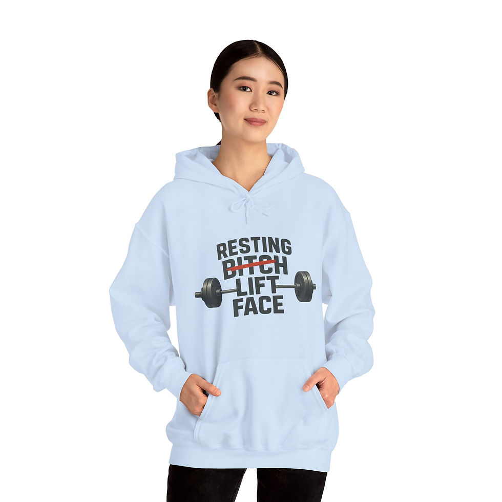 Thumbnail: Unisex Hoodie – Resting Lift Face (Slashed Text)