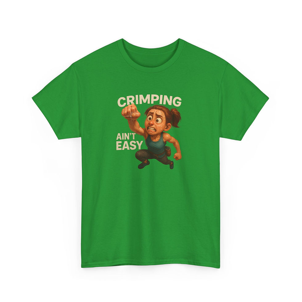 Thumbnail: Funny Climbing T-Shirt – Crimping Ain’t Easy (Female Character)