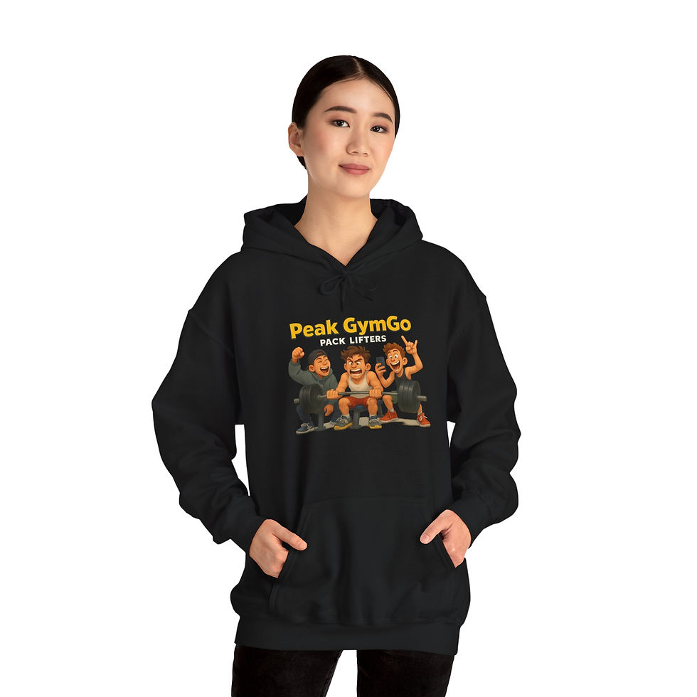 Thumbnail: Funny Gym Hoodie – Peak GymGo: Pack Lifters (Yellow Text)