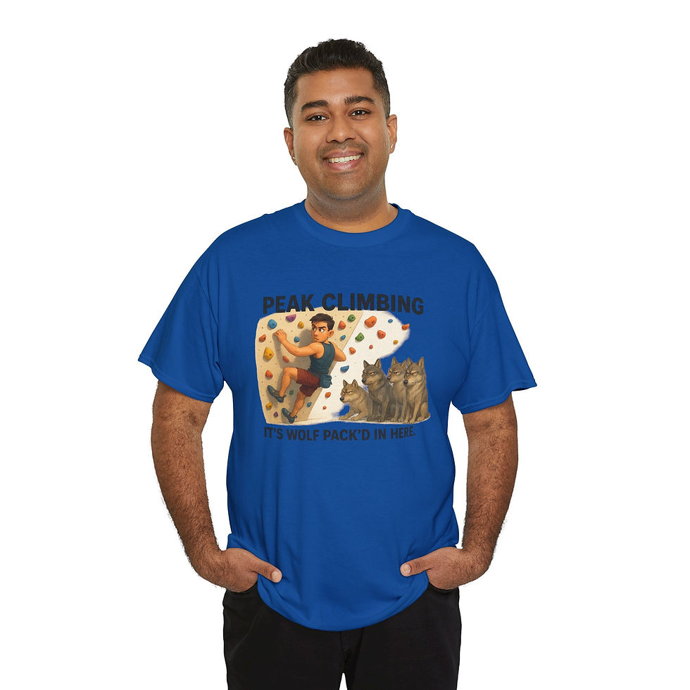 Thumbnail: Funny Climbing T-Shirt – Peak Climbing: It’s Wolf Pack’d in Here