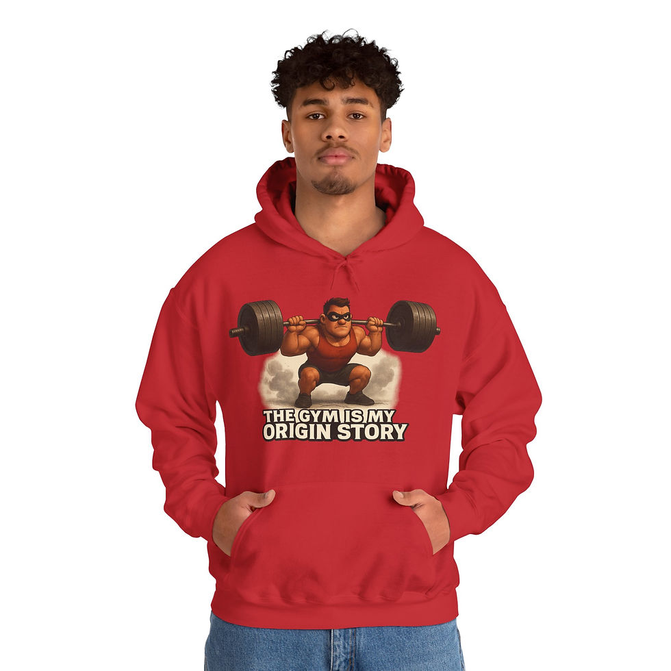 Thumbnail: Funny Gym Hoodie – The Gym Is My Origin Story (Male Character)
