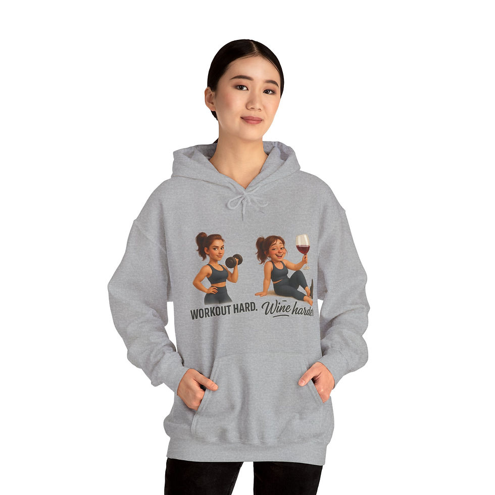 Thumbnail: Unisex Hoodie – Workout Hard, Wine Harder (Female Character)