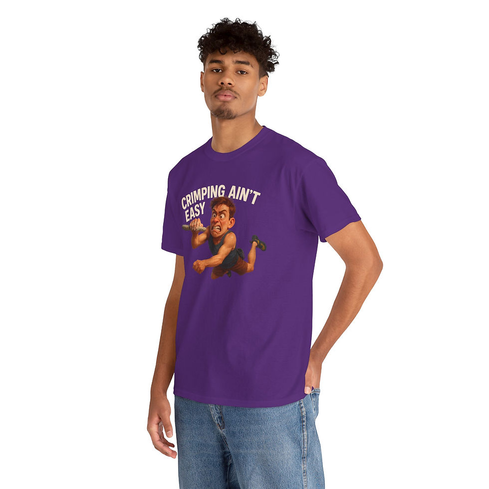 Thumbnail: Funny Climbing T-Shirt – Crimping Ain’t Easy (Male Character)
