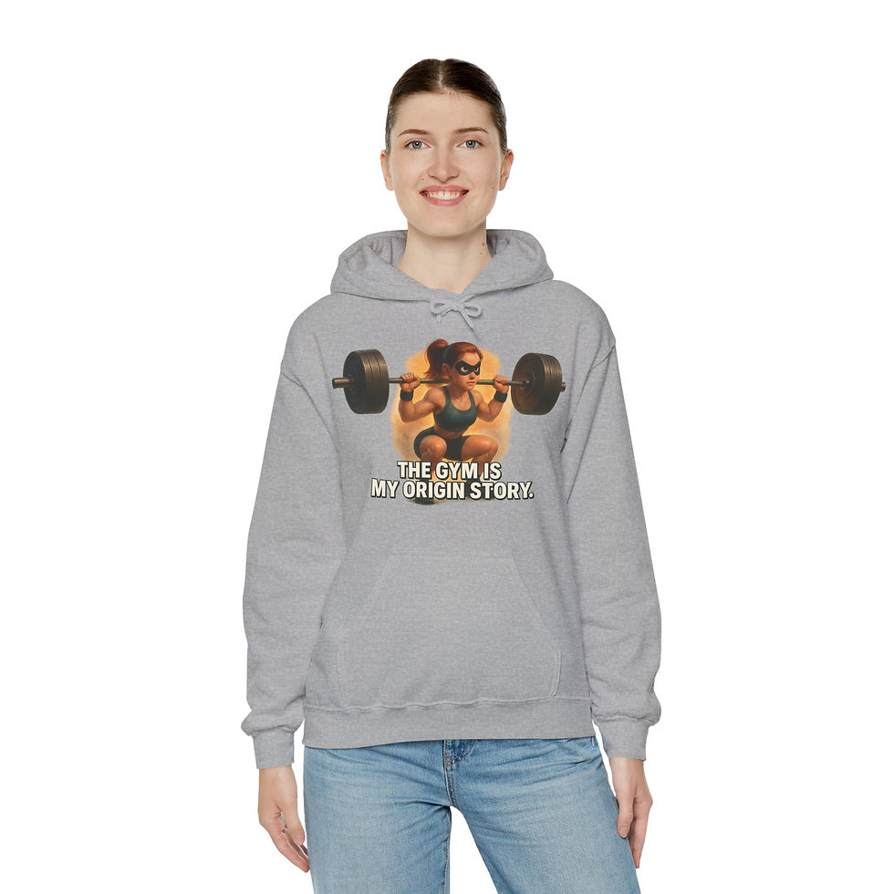 Thumbnail: The Gym Is My Origin Story Hoodie – Female Character Design
