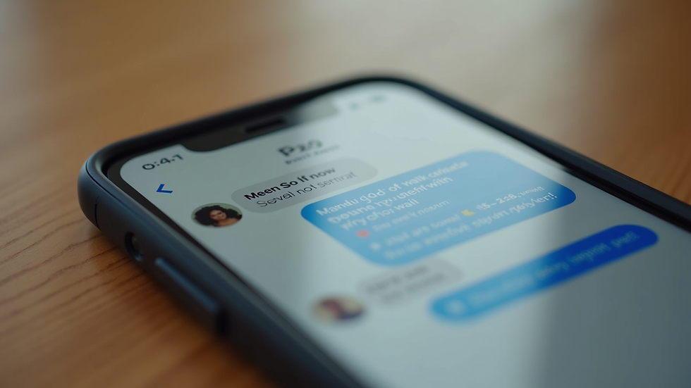 Close-up view of a smartphone displaying a mental health support chat