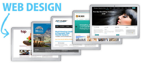 5 websites designed by a professional being displayed on a tablet