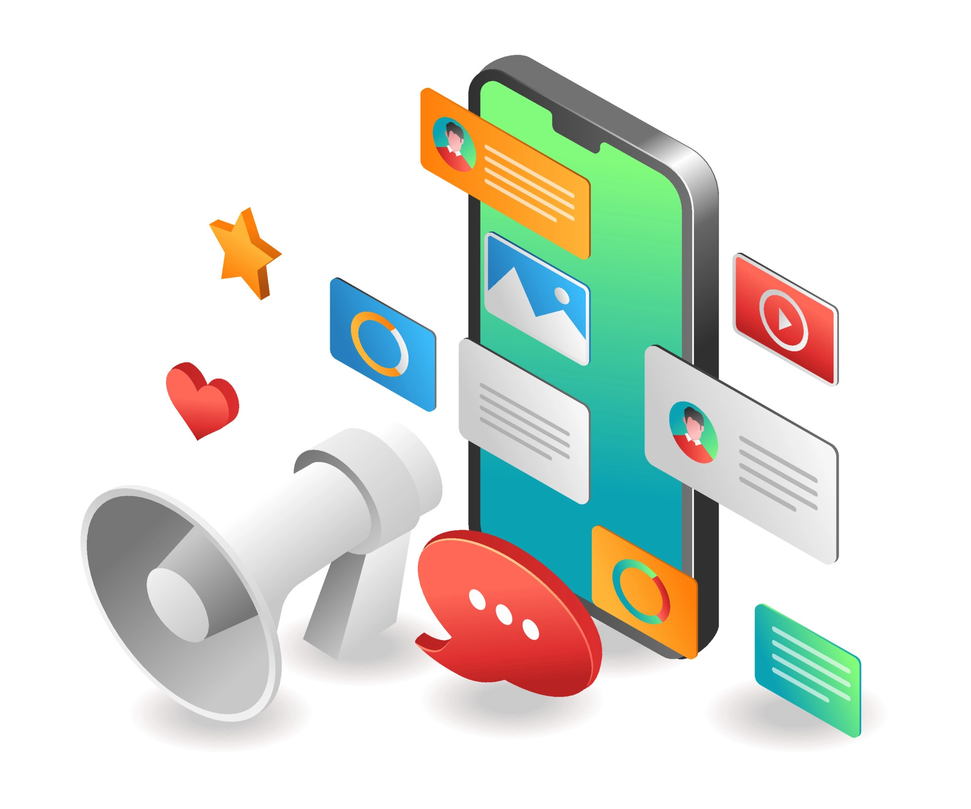 A megaphone cutting through the noise of social media advertising