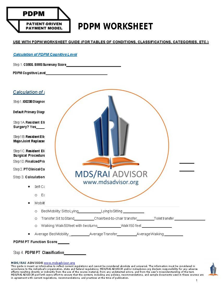 Thumbnail: FY2026 PDPM Worksheet Guide:  Form to Calculate the 5 PDPM Components
