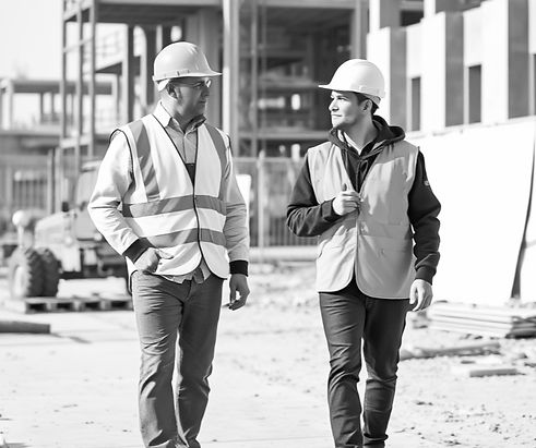 create a photo of a health & safety auditor walking around a construction site working wit