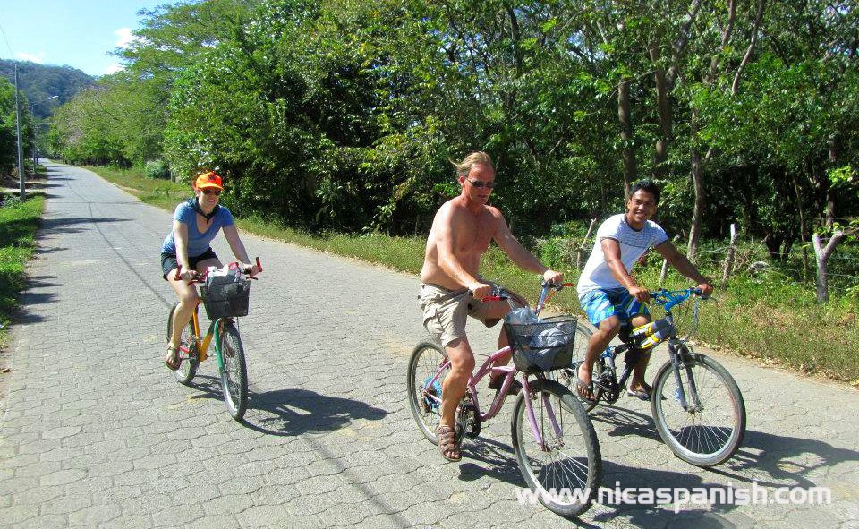 Riding bicycle around the town
