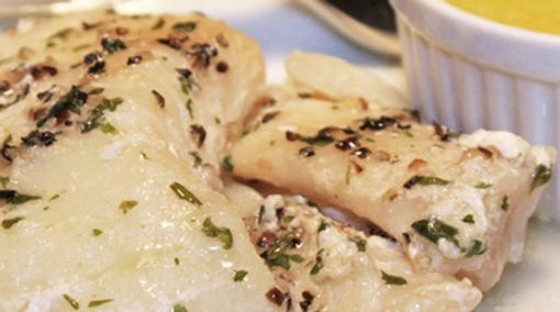 Halibut Cheeks in Lemon Sauce Grilled