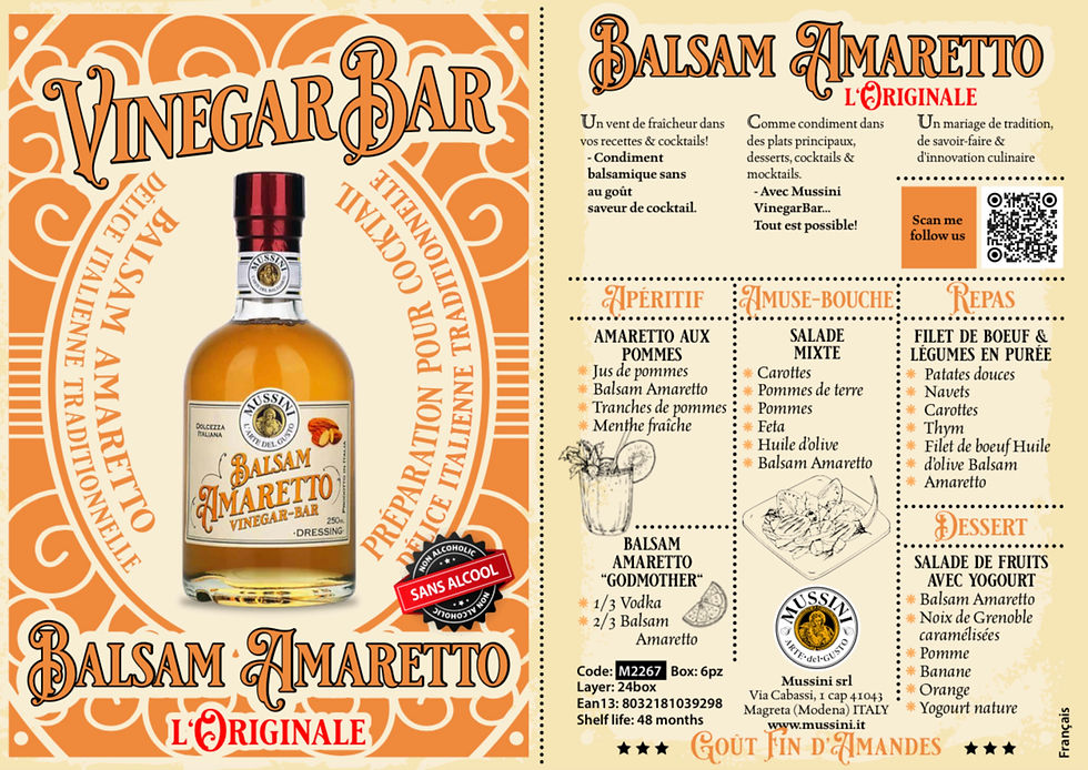 Miniature : VINAIGRE BALSAMIQUE A L'AMARETTO 250 ML MUSSINI