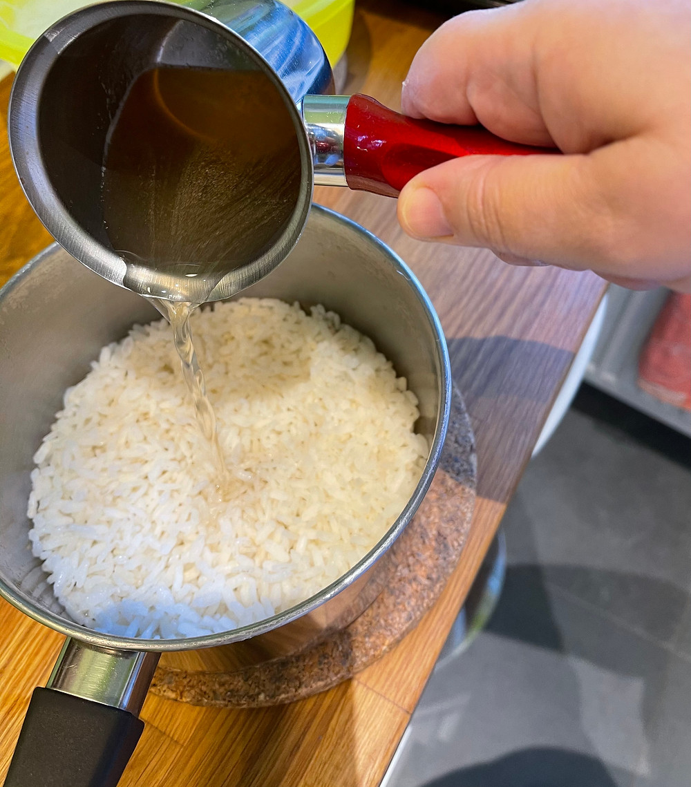 Melange riz et vinaigre