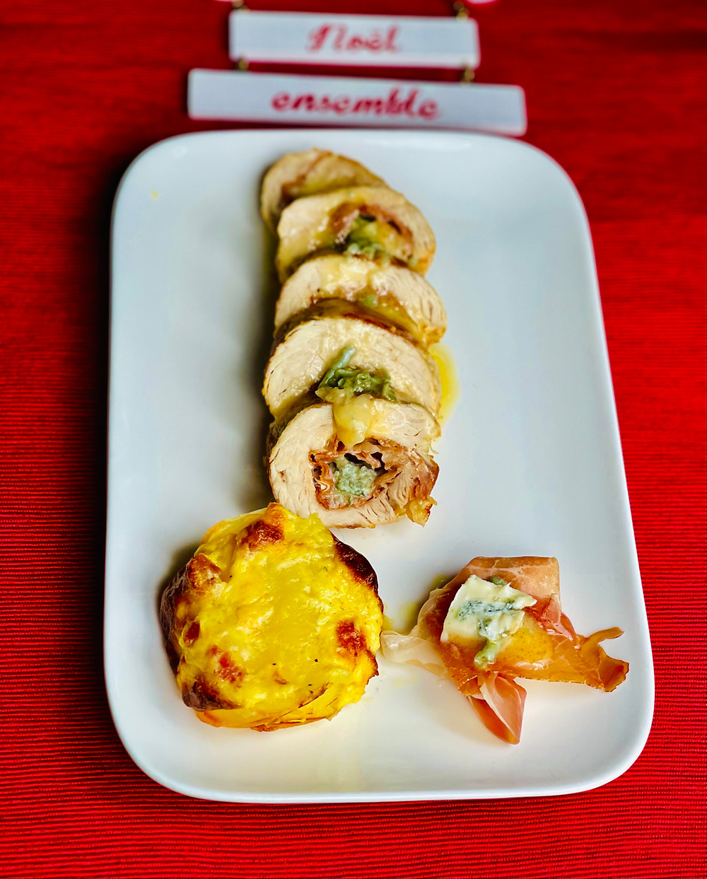 Roulé de dinde farci au gorgonzola et au jambon de parme