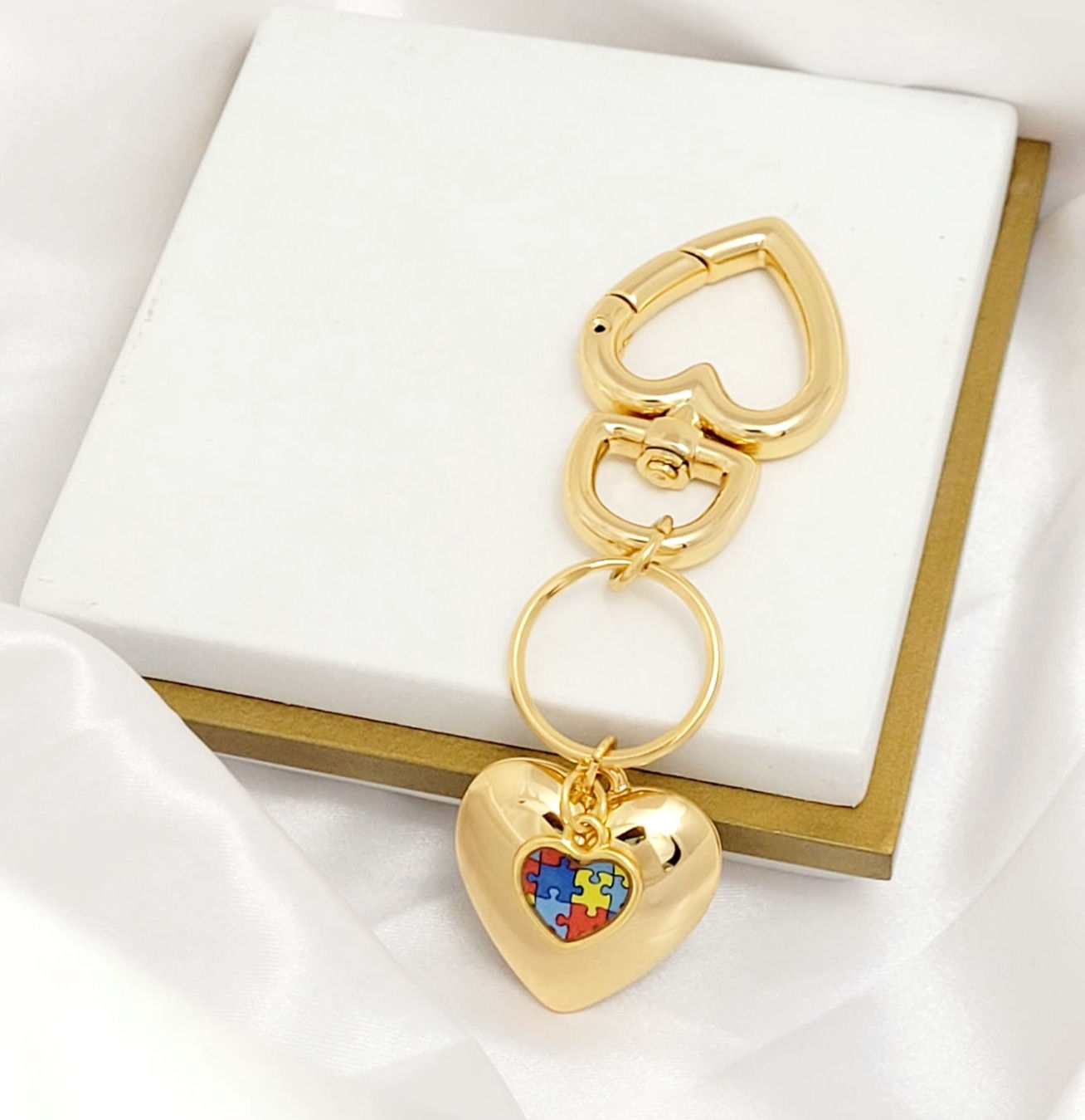 Chaveiro Coração Quebra- Cabeça
