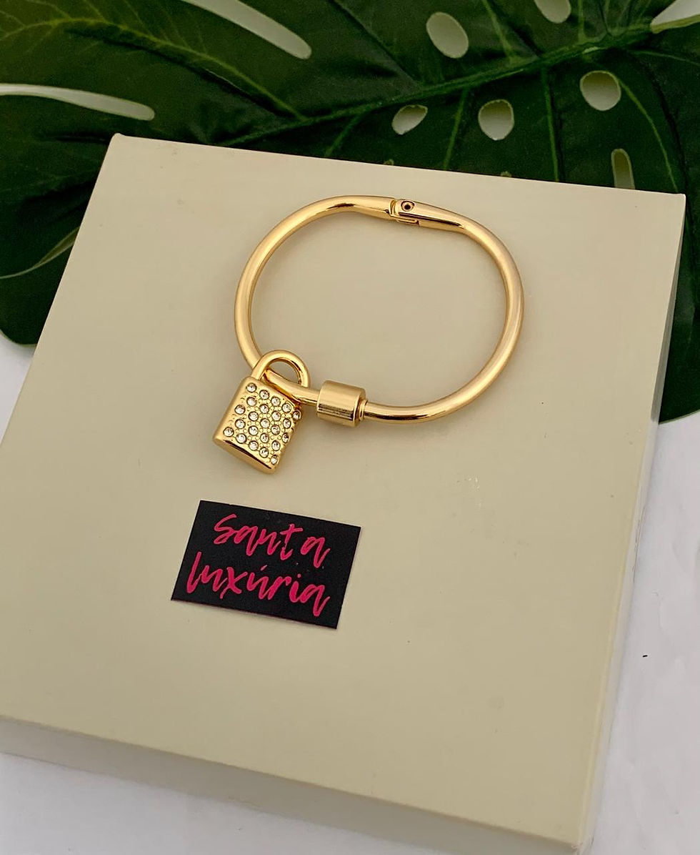 Bracelete com Pingente Cadeado Cravejado