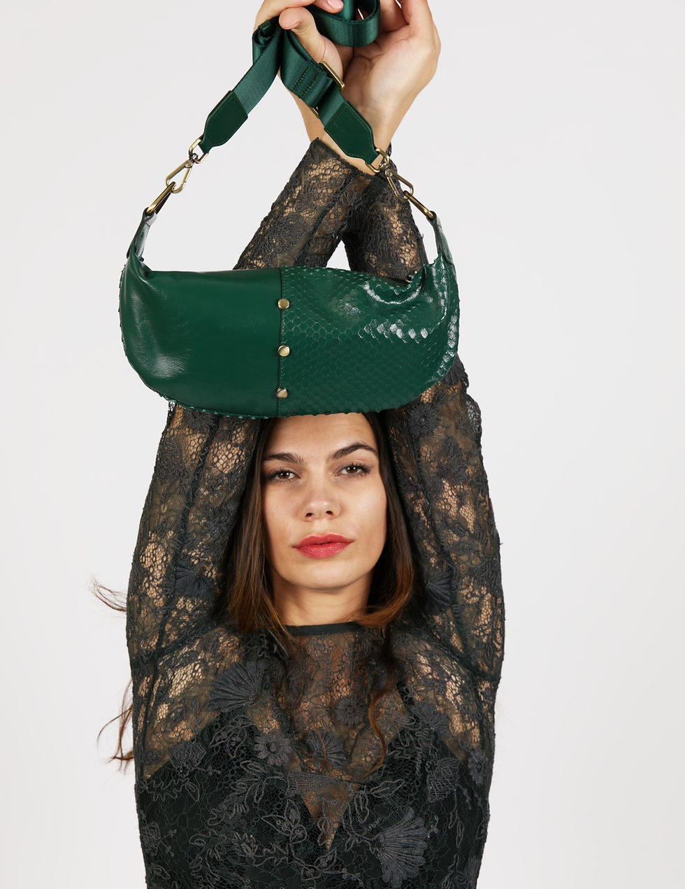 Thumbnail: women's leather cross-body bag green