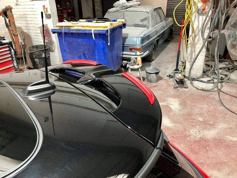 Thumbnail: GEN 3 MINI Cooper F55 F56 JCW Pro Red Roof Spoiler Extensions