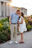 Couple kisses outside, St. Louis, MO