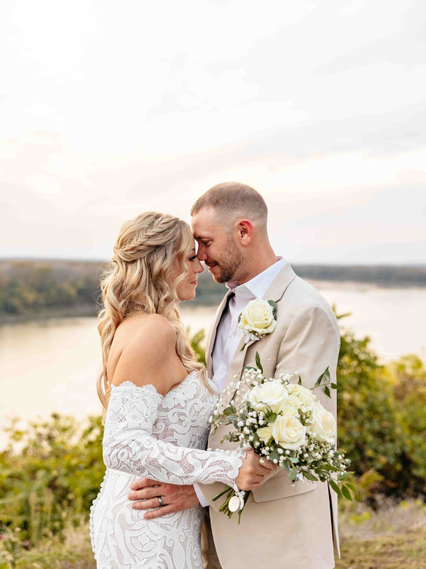 Elegant outdoor newlywed portrait in the Columbia, MO area.