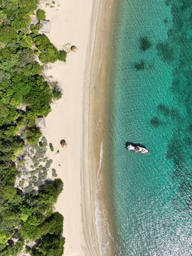 Aerial shot of boats docked in Road Town on a British Virgin Islands cruise.