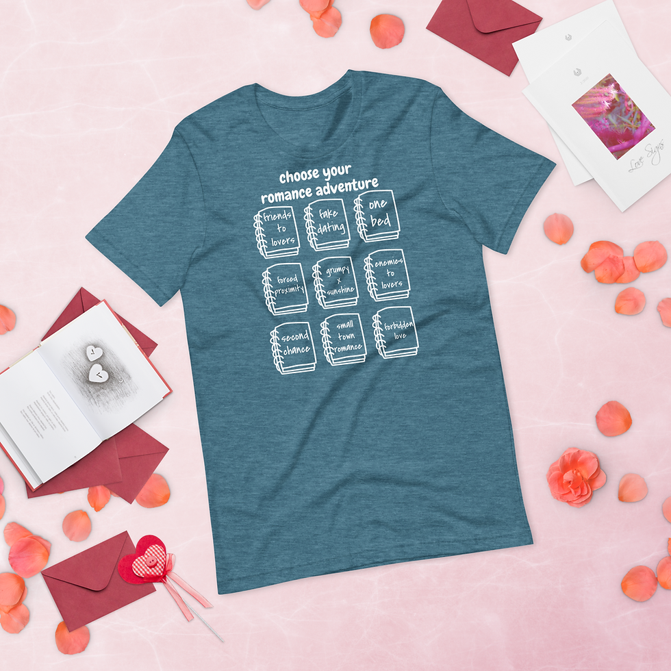 Choose Your Romance Adventure shirt with popular romance tropes