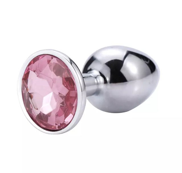 Stainless Steel Diamond Pink Circle Butt Plug In Large 3.5 Inch