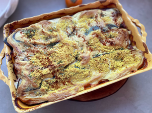 Lasaña de calabacín y papa con salsa bechamel