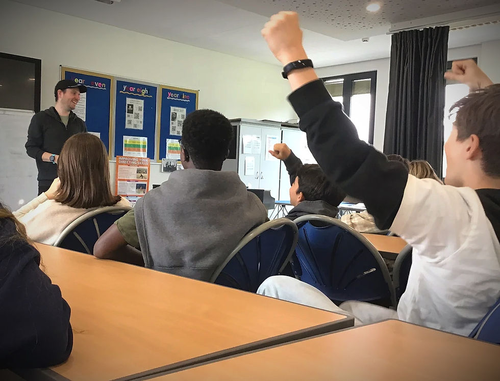 Students enjoying a rap workshop from The Rap School