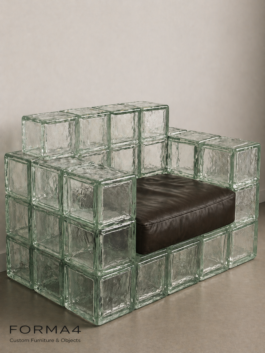Luxury Glass Block Armchair – Handmade Custom Furniture Piece | FORMA4