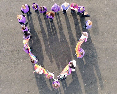 Bannerman High - students creating a heart shape in the playground