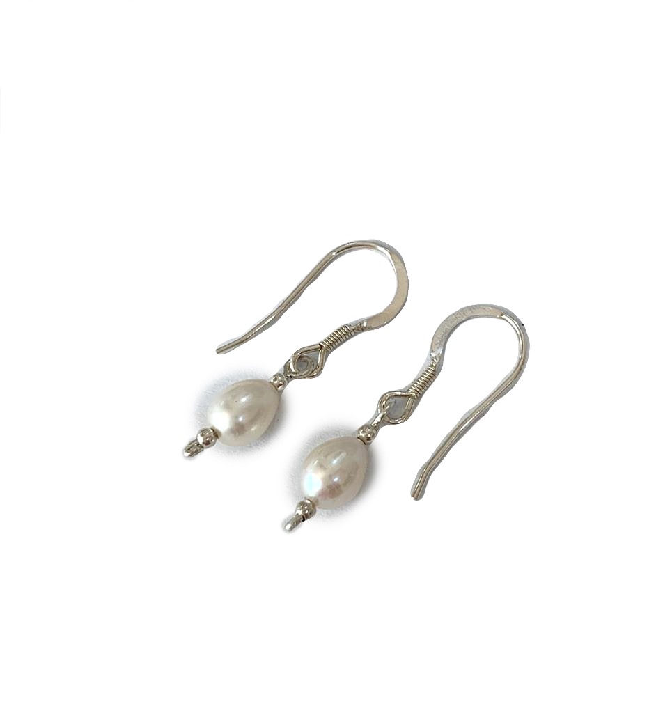 Thumbnail: freshwater pearls solid sterling silver earrings.