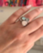 Rose quartz,  Labradorite, Amazonite gemstone in silver stacking rings. designed and handmade in England